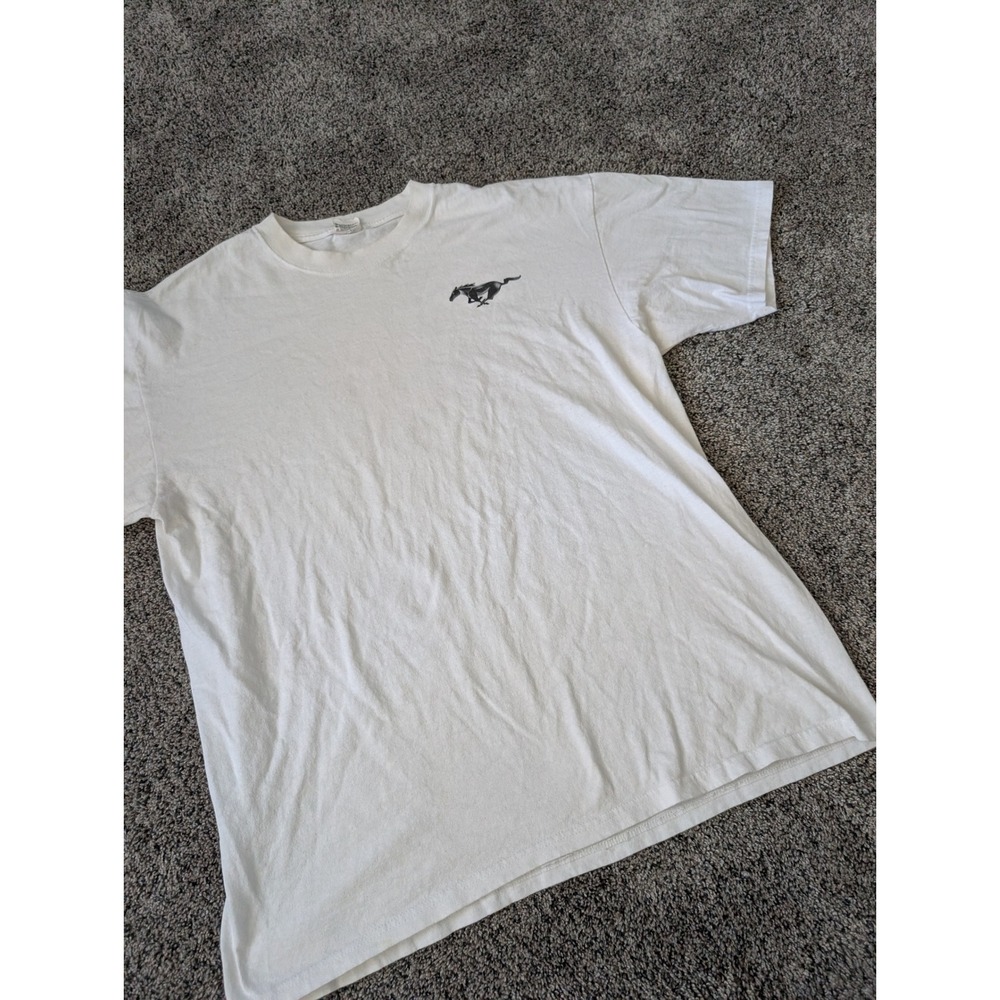White Mustang 5.0 Detroit Graphic T Shirt Mens XL Short Sleeve Crew Neck Tee